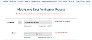 IRCTC verification